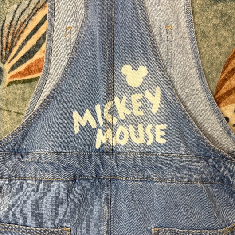 Disney Women’s Blue Overalls with Mickey Mouse Sequin Patches - Picture 4 of 8